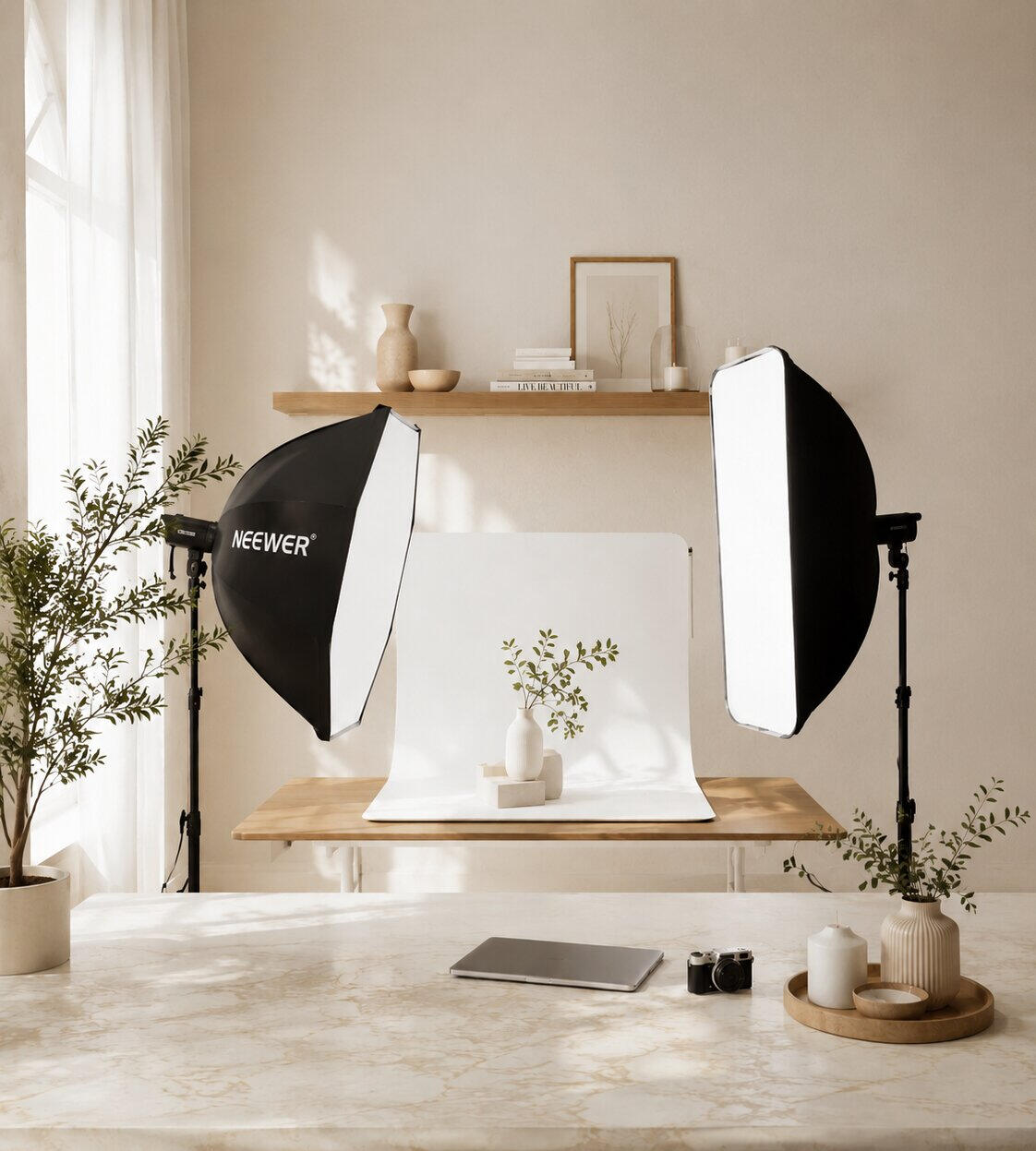 Product Photography Studio Pretoria Professional product photography area with styled surfaces for e-commerce brands, product launches and commercial content creation.